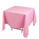 Premium Polyester Square Tablecloth 70"x70" Pink 220GSM Wrinkle-Resistant Table Cover