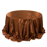Satin 132" Round Tablecloth Cinnamon Brown - Stylish Seamless Table Cover